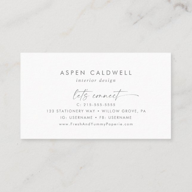 Modern Silver Script Business Card (Back)