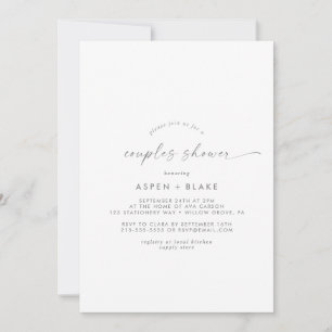 Modern Silver Script Couples Shower Invitation