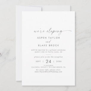 Modern Silver Script Elopement Reception Invitation