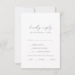 Modern Silver Script Menu Choice RSVP Card