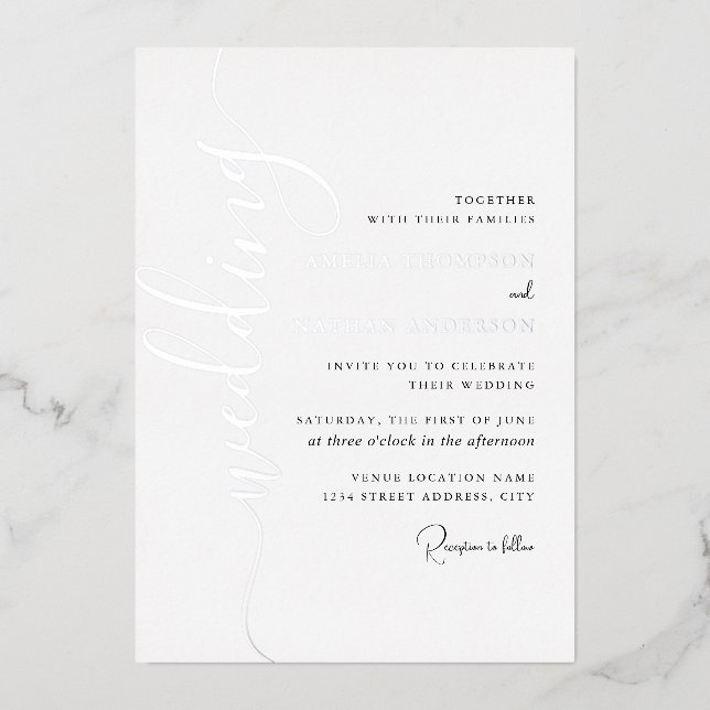 Modern Silver Script Wedding  (Front)
