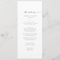 Modern Silver Script Wedding Dinner Menu