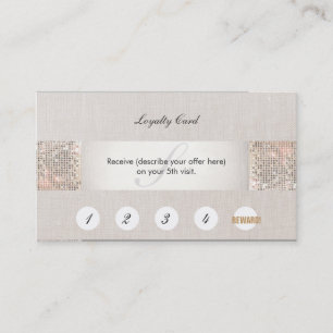 Modern Silver Sequin Monogram Customer Loyalty Card