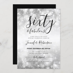 Modern Silver Sixty & Fabulous 60th Birthday Invitation