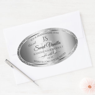 Modern Silver Soft Glitter Monogram Product Labels