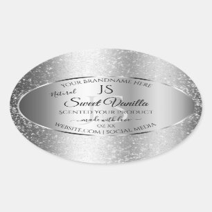 Modern Silver Soft Glitter Monogram Product Labels