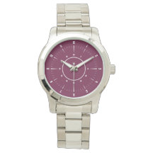 Modern Silver Stainless Steel Watch with Pink Dial