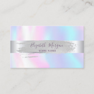 Modern ,Silver Stripe,Brush Stroke,Holographic Business Card