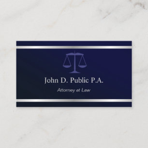 Modern silver Stripe Navy Blue Lawyer Attorney  Business Card