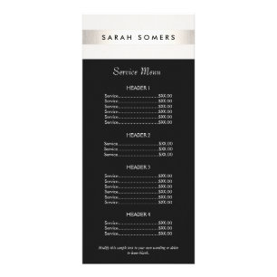 Modern Silver Striped Salon Black Price List Menu