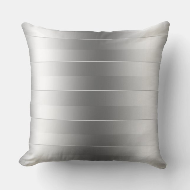 Modern Silver Stripes Pattern Cushion (Front)