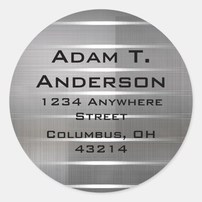 Modern Silver Stripes Return Address Labels (Front)