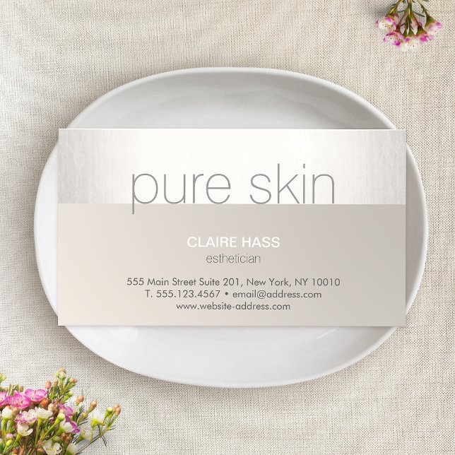Modern Silver Taupe Esthetician Spa Business Card (Creator Uploaded)