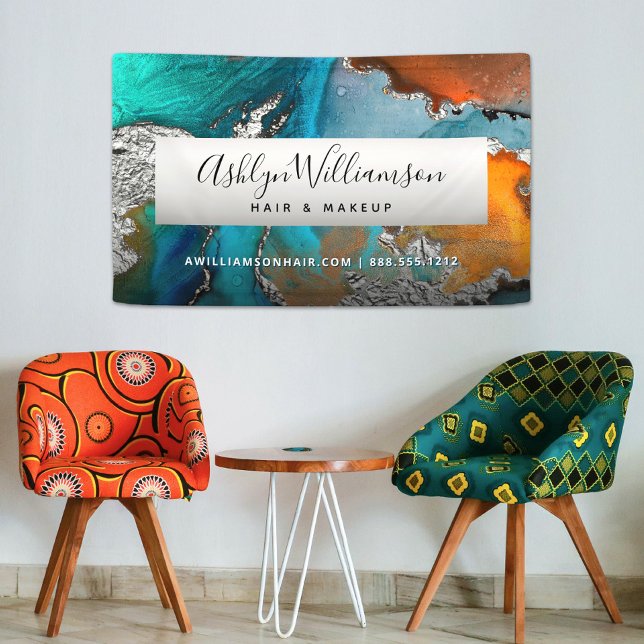 Modern silver turquoise agate watercolor stylist banner (Creator Uploaded)