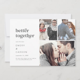 Modern Silver Typography Better Together 3 Photo Save The Date