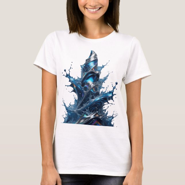 Modern Silver WATER SPLASH Slogan Tee (Front)