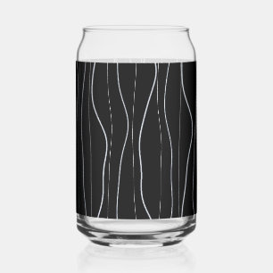 Modern Silver Wavy Lines Pattern Can Glass