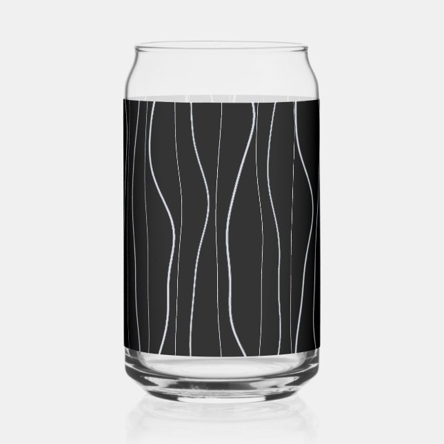Modern Silver Wavy Lines Pattern Can Glass (Front)
