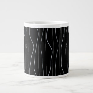 Modern Silver Wavy Lines Pattern Large Coffee Mug