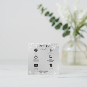 Modern Silver Winter Snowflakes Square Business Card