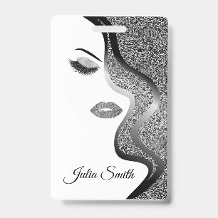 Modern Silver with Glitter Effect ID Badge