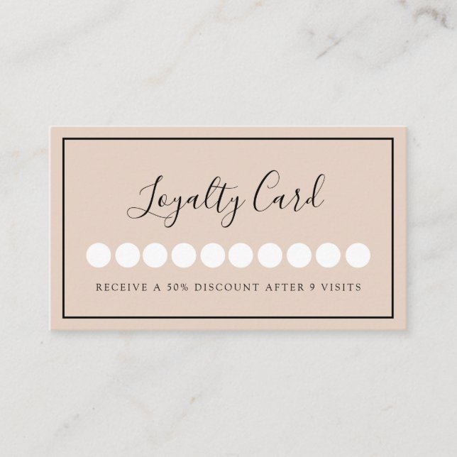 Modern Simpel Beige Loyalty  Business Card (Front)