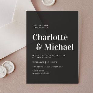 Modern, simpel, elegant, dark grey acrylic invitations