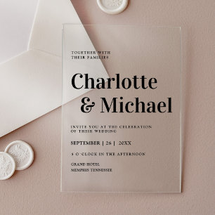 Modern, simpel, elegante acrylic invitations