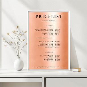 Modern Simpel Orange Salon Price List Poster