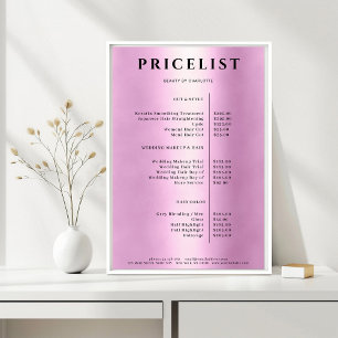 Modern Simpel Pink Salon Price List Poster