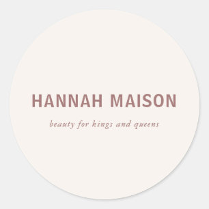 Modern, simpel, professional, salon, beige classic round sticker