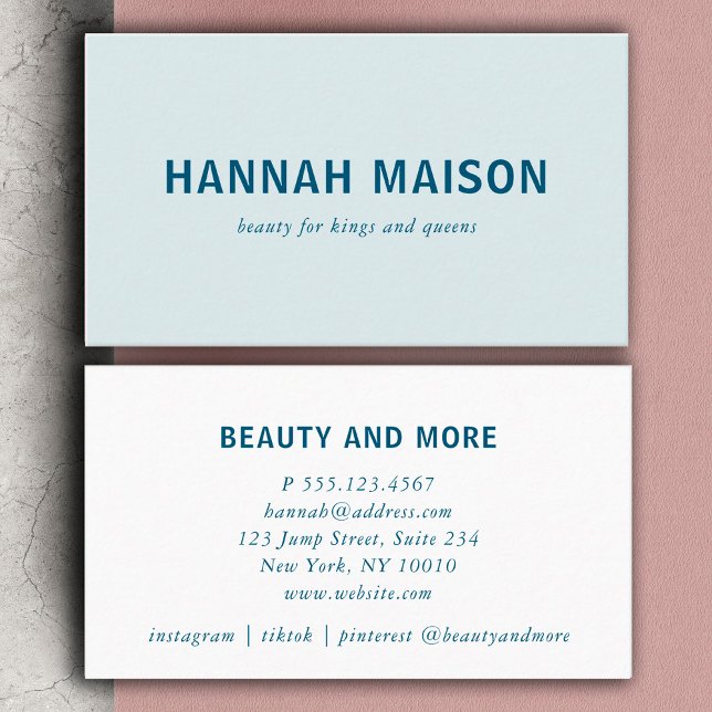 Modern, simpel, professional, salon, blue business card (Creator Uploaded)
