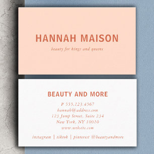 Modern, simpel, professional, salon, peach business card