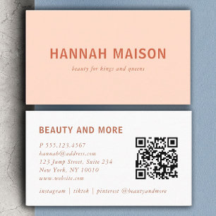 Modern, simpel, professional, salon, peach, business card