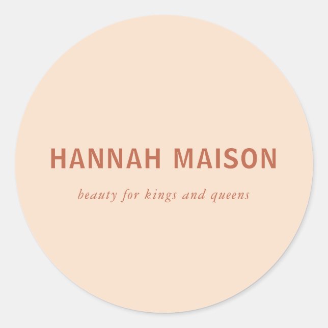 Modern, simpel, professional, salon, peach classic round sticker (Front)