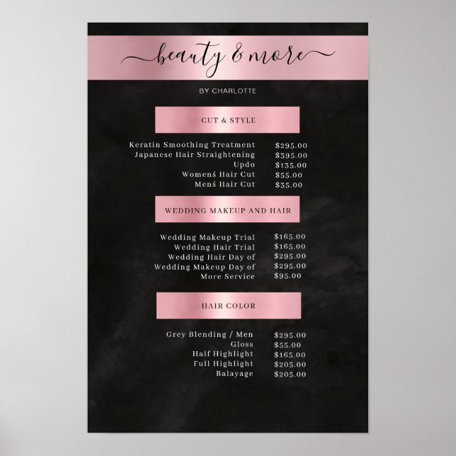 Modern Simpel Salon Price List Poster (Front)