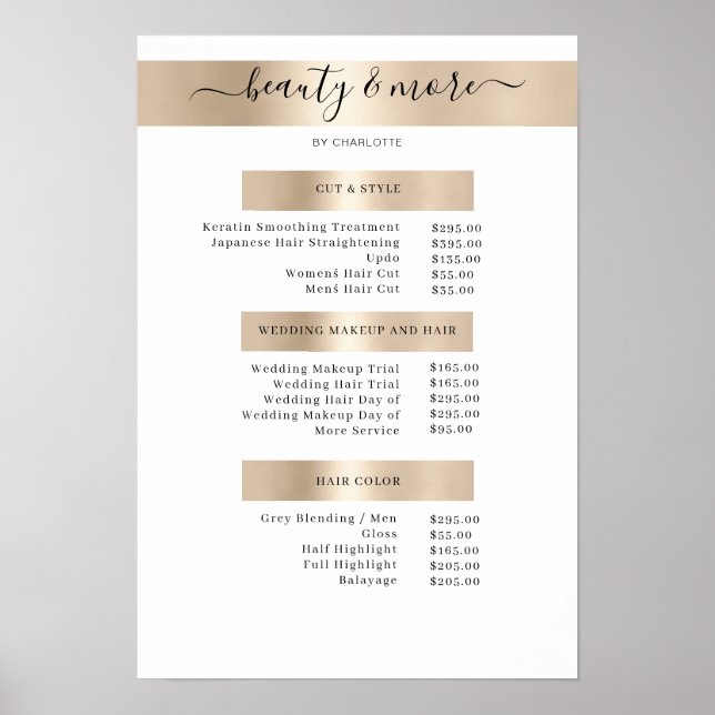 Modern Simpel Salon Price List Poster (Front)