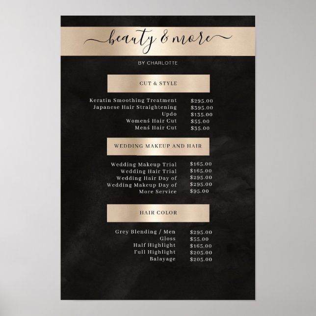 Modern Simpel Salon Price List Poster (Front)