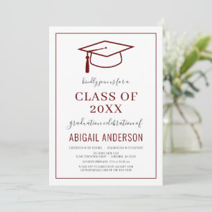 Modern Simple 2023 Graduation Photo Burgundy Invitation