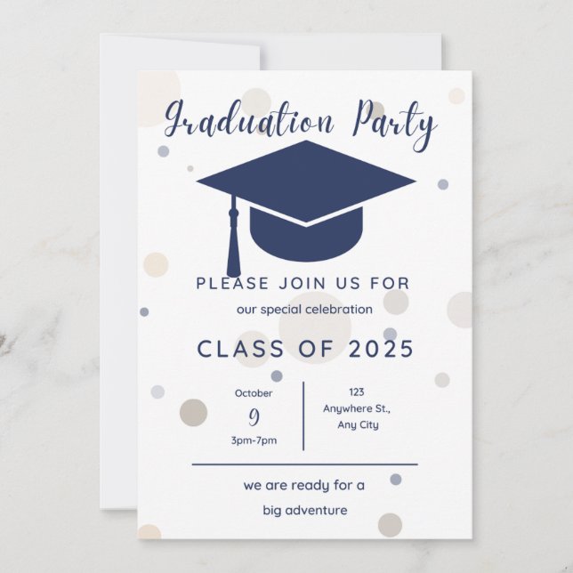 Modern Simple 2 Photo blue Graduation Party Invitation (Front)