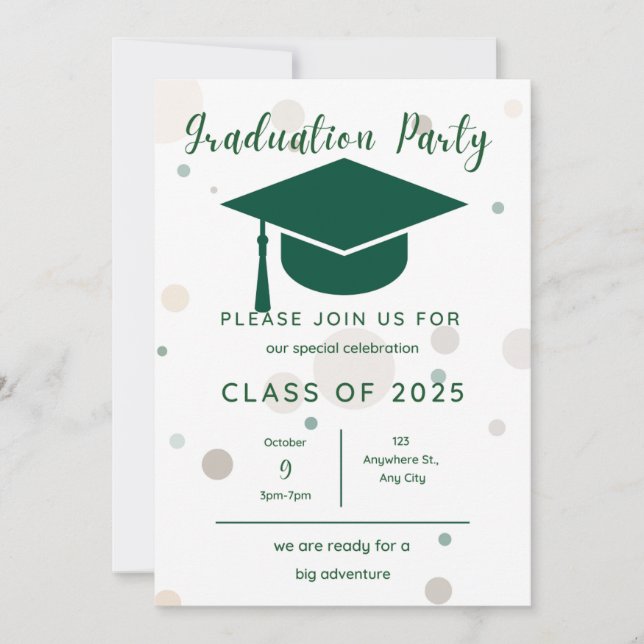 Modern Simple 2 Photo green Graduation Party Invitation (Front)