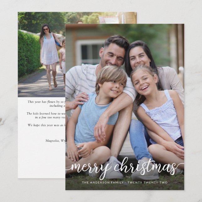 Modern Simple 2-Photo Merry Christmas  Holiday Card (Front/Back)
