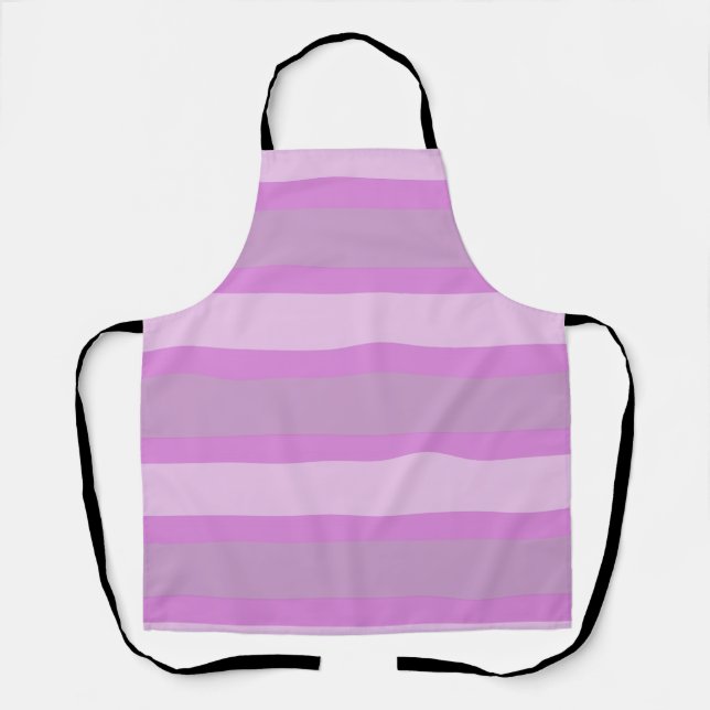 Modern Simple 2 Tone Stripe Geometric Pink Lilac Apron (Front)