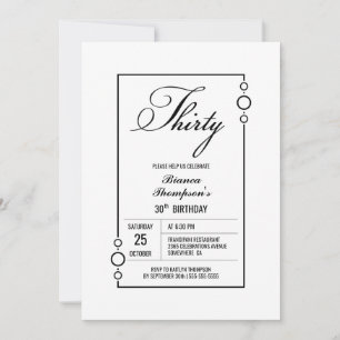 Modern Simple 30th Birthday Party Invitation
