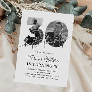 Modern Simple 30th Birthday Photo Invitation
