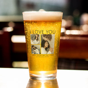 Modern Simple 3 Photo Valentines Day Glass