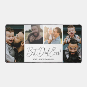 Modern Simple 4 Photo Best Dad Ever Desk Mat