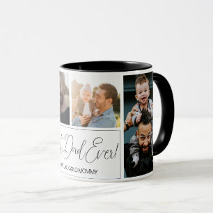 Modern Simple 4 Photo Best Dad Ever Mug