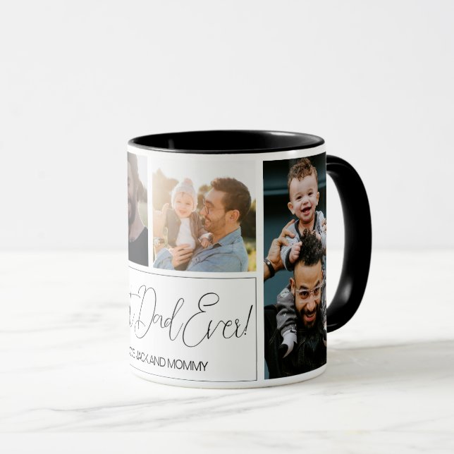 Modern Simple 4 Photo Best Dad Ever Mug (Front Right)