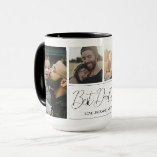 Modern Simple 4 Photo Collage Fathers Day Mug